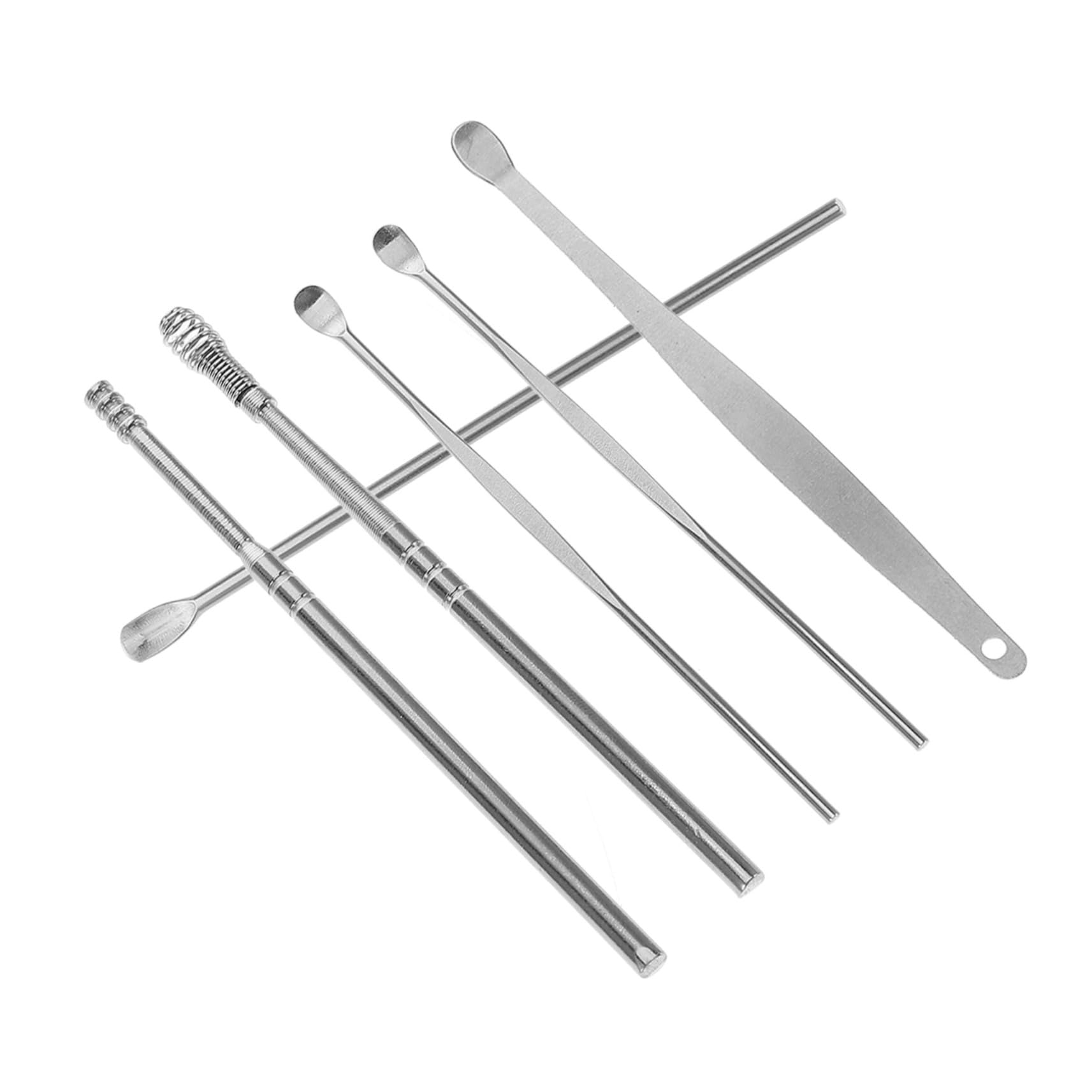 NOLITOY 6Pcs Stainless Steel Spiral Ear Wax Removal Kit with Storage Box and Safe Ear Cleaner Tool Set