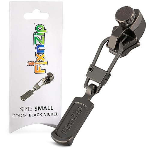 FixNZip Small Black Nickel Zipper Repair Kit | Universal No-Sew