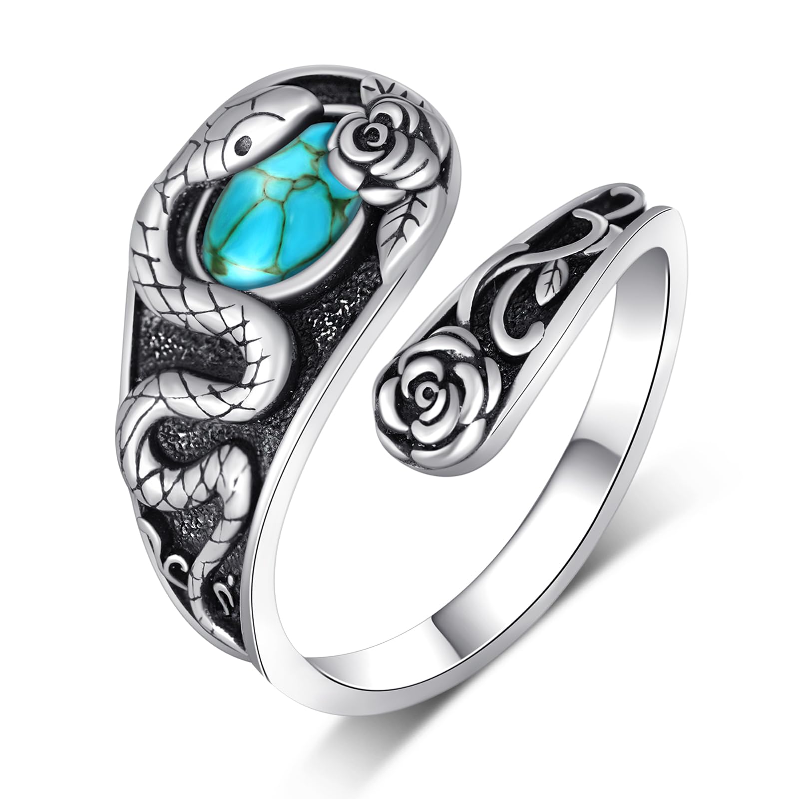 Anillos de cuchara para mujer, plata de ley 925, diseño de serpiente, vintage, regalos de joyería para mujer