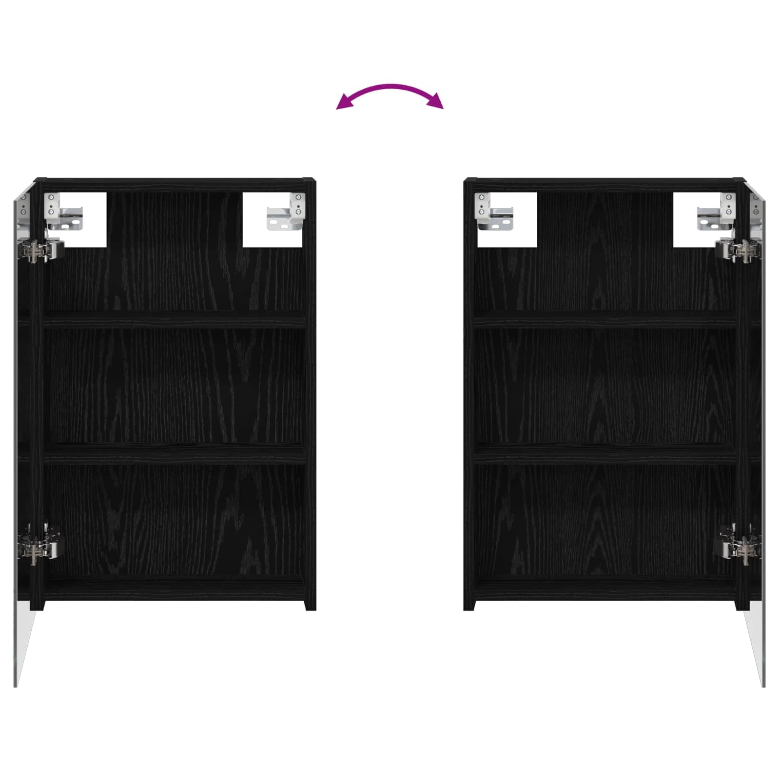 Lot de 3 armoires de salle de bain en bois - 100 x 10,5 x 60,5 cm - Montage mural - Avec éclairage LED - Miroir bidirectionnel - Espace de rangement et étagères pour meubles de salle de bain