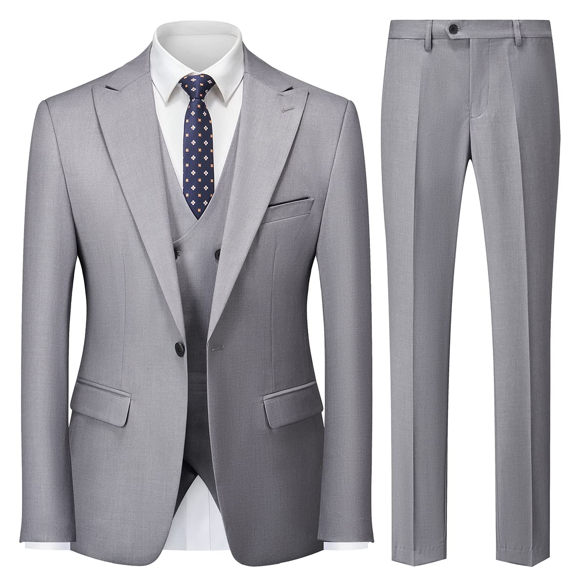 Costume Homme 3 Pièces Mariage Business Slim Fit Smoking à Un Bouton à la Mode Blazer Veste et Pantalon Gilet à Double Boutonnage