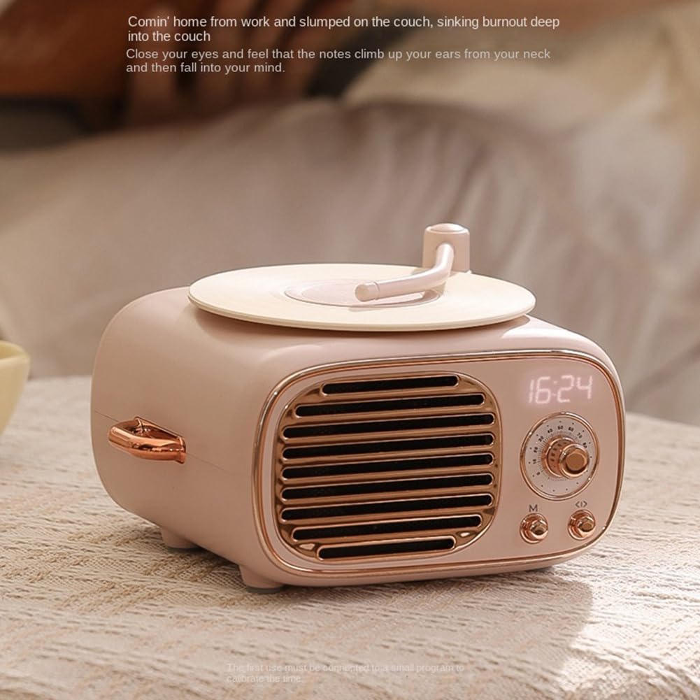 Mini haut-parleur Bluetooth vintage à l'ancienne avec horloge Mini haut-parleur Bluetooth portable avec microphone sans A