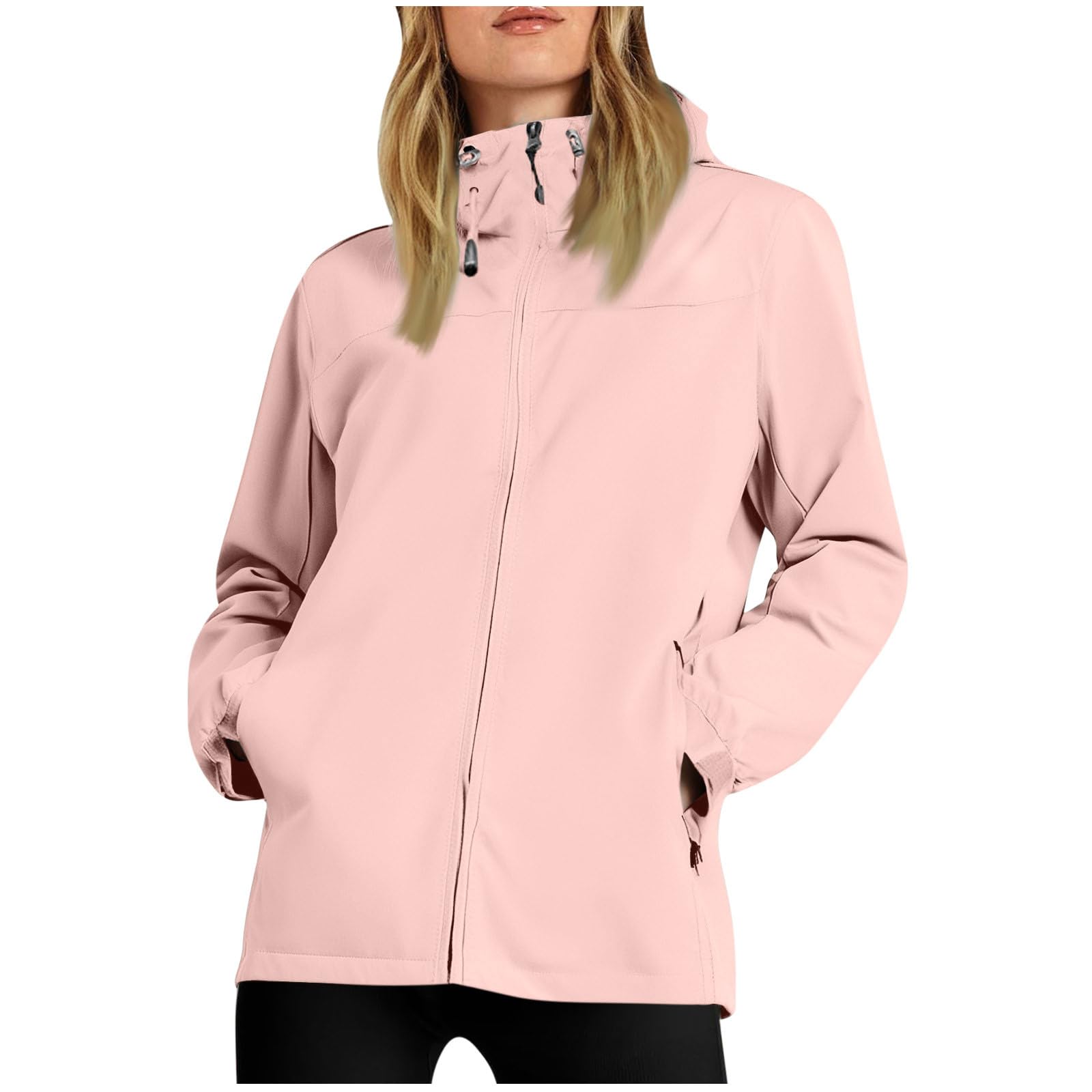 Plus Size Rain Jacket Women Waterproof Hooded Raincoats Travel Hiking Rain Coat Packable Windbreaker with Pockets — view 16