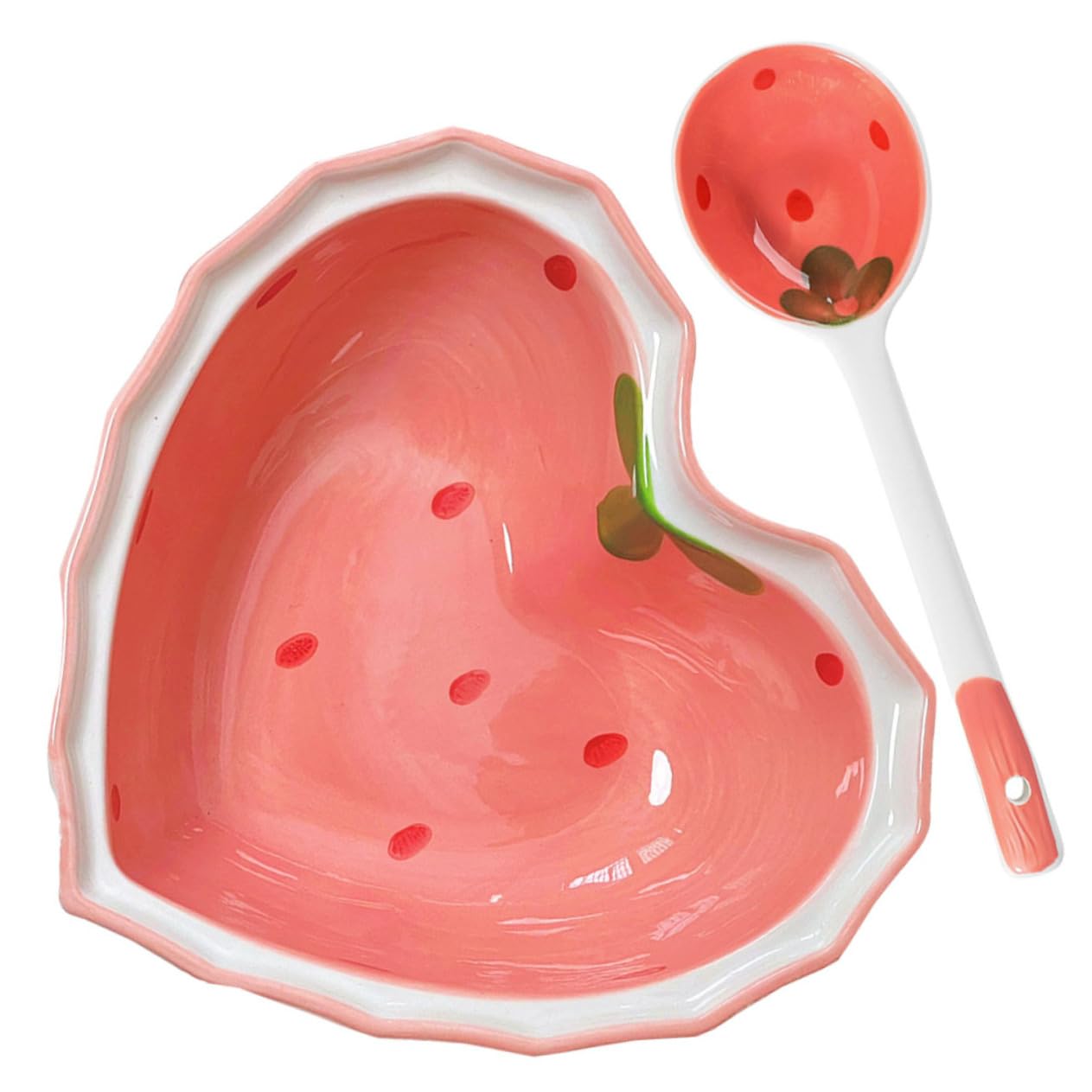 Ensemble de bols et cuillères de cœur en céramique cadeau idéal pour cuisine mignonne