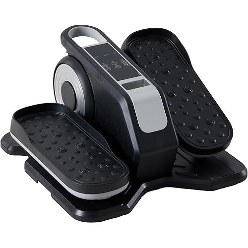 Under Desk Elliptical Machine with Remote Control, 3 Auto Modes & 12 Speed Levels, Compact Mini Pedal Exerciser, Quiet Seated Elliptical for Home Office Workout