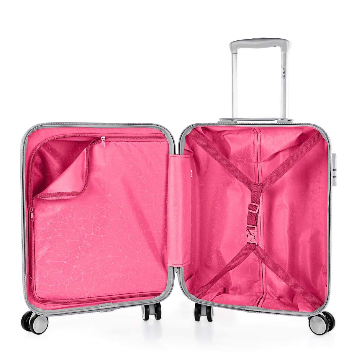 ITACA - Valise Cabine Enfant - Valise Enfant Fille - Valise Fille Garçon Rigide 4 roulettes - Bagage Cabine - Valise Enfants Résistant - Bagages Enfant Ultra Légère - Cadenas à Combinaison, Fuchsia