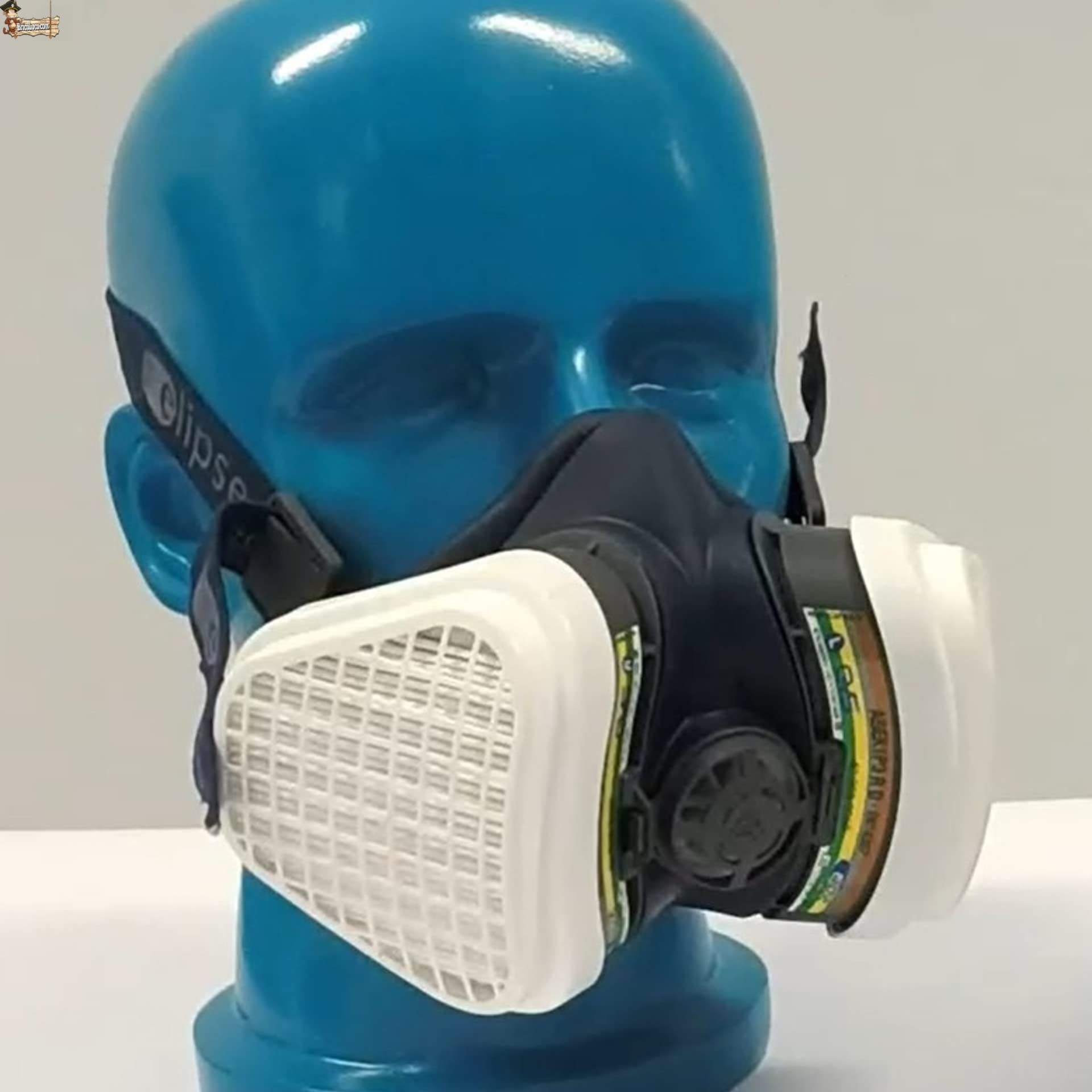 BricoLoco.com Máscara protección con filtro combinado A2P3 contra partículas de polvo y vapores. Trabajo profesional. Antipolvo. Fitosanitarios, pintura. (Máscara con 2 filtros)