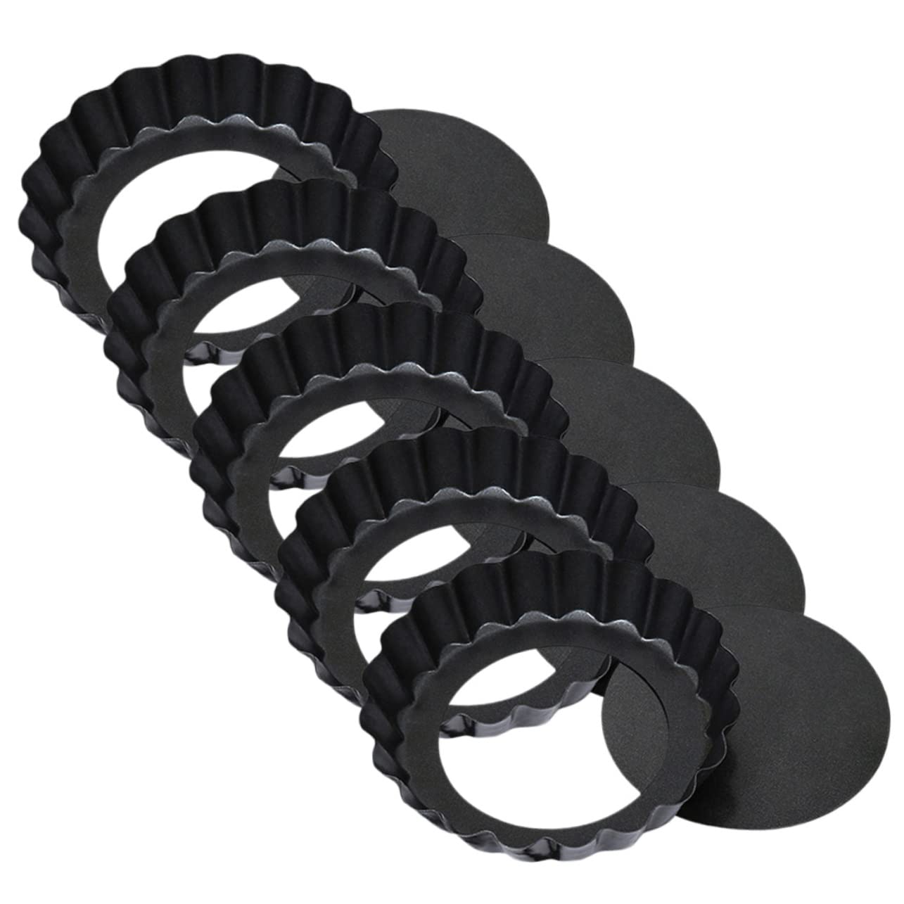 Ciieeo 5pcs Pizza Baking Pan Set Egg Tart Molds Mini Tart Pans Nonstick Baking Molds Ideal for Diy