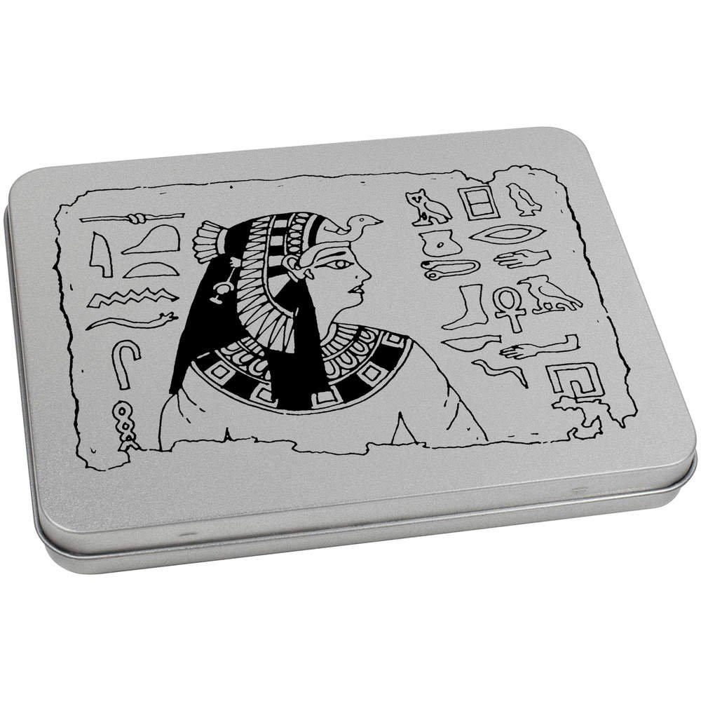 Azeeda 170mm 'Egyptian Hieroglyph' Metal Hinged Tin/Storage Box (TT00073725)