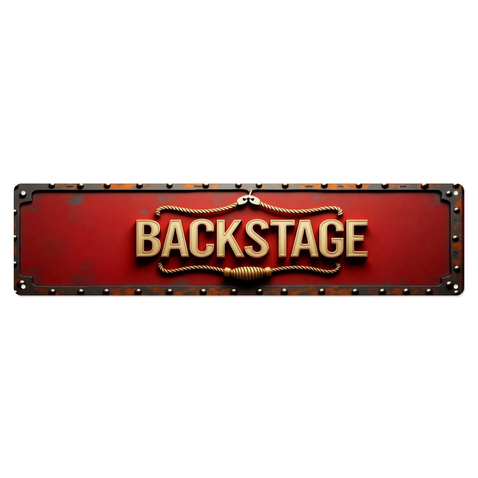 Backstage Sign Metal Rope Detail Metal Tin Sign Plaque
