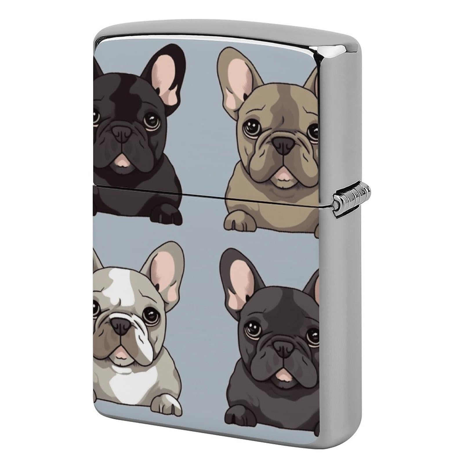 Fzqvsgw French Bulldog Lighter Case Cover, Personalized Graffiti Lighter Sleeve, Double-Sided Vintage Metal Protector
