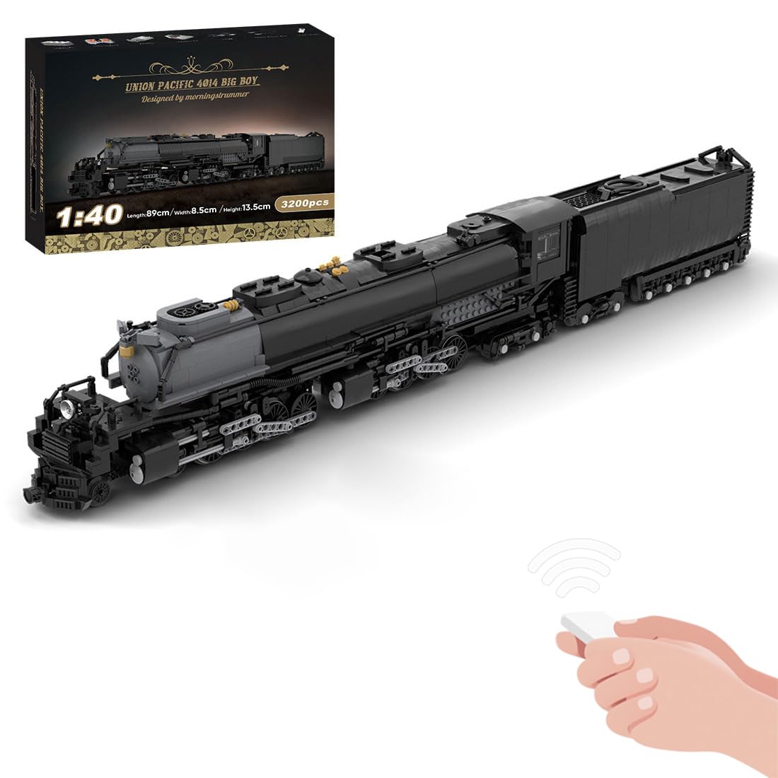 Helixsun Union Pacific 4014 Train Building Blocks, 1/40 Scale Dynamic RC Steam Locomotive Train Building Kit, MOC-73232 Train Construction for Adults