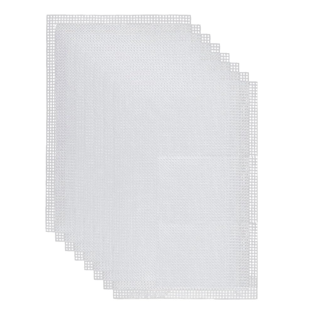 Vjsujehgy Mesh Canvas Sheets for Embroidery, Fursuit Eye Mesh, White Needlepoint Mesh Canvas for Crafts DIY, Knit Crochet Projects