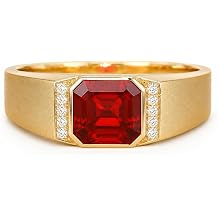 Handmade Ruby Signet Ring for Men, 925 Sterling Silver Gold Vermeil Ring