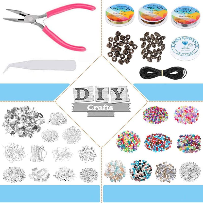 Image of DIY Crafts 900X Pcs Kit, DIY Hobby Kit, Accessories for Ring Jewellery Making, Bracelet Making Kit Jewelry Neclace, Brace (900X Pcs Kit, DIY Hobby Kit)