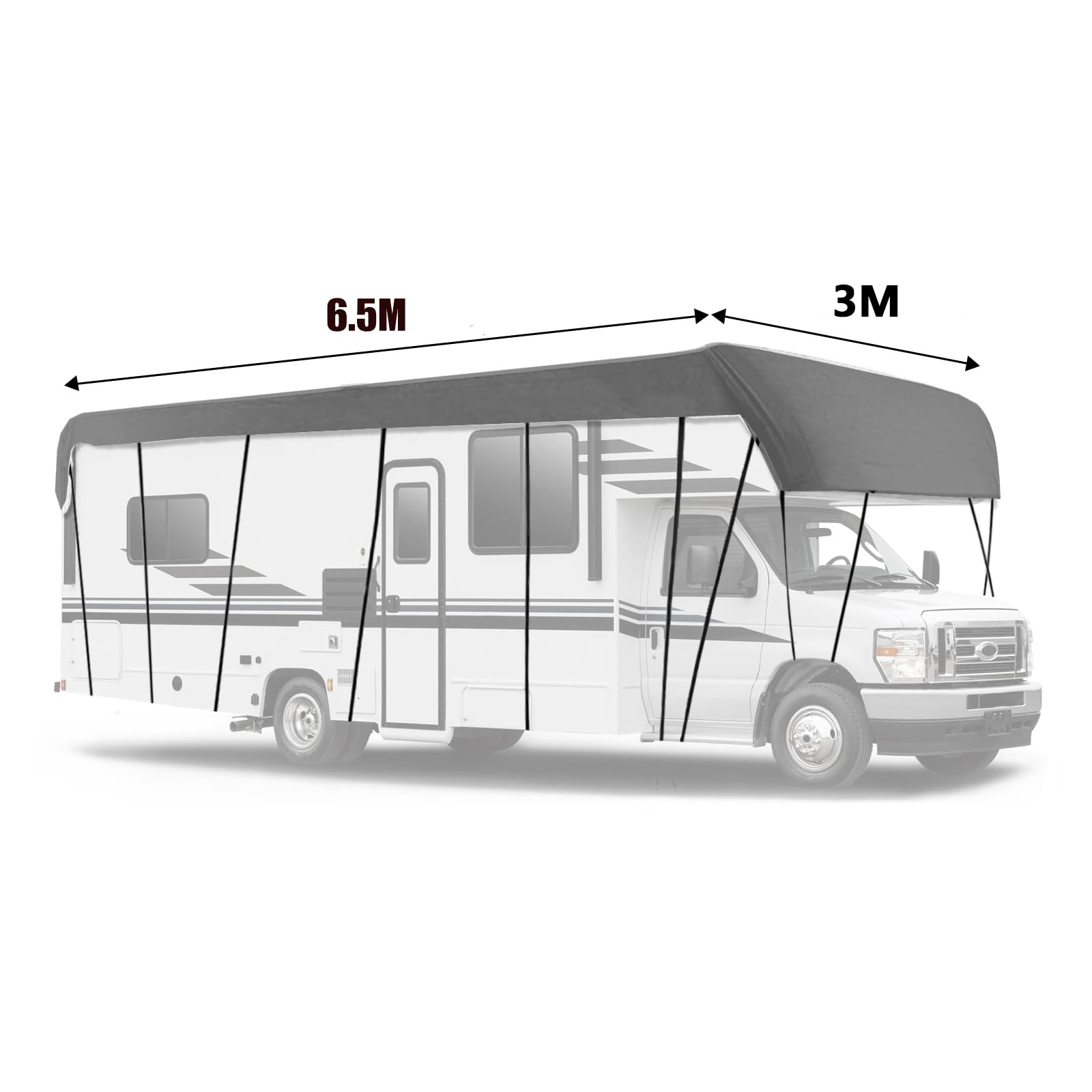 NEWFUN Bache Camping Car, Housses pour Camping-Car et Caravane, Couverture Universelle 210D pour Caravane Universelle, Protection Solaire, Protection Contre Le Gel (6,5 x 3 m)