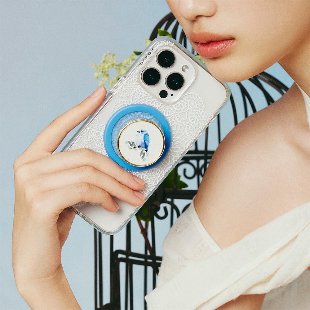 PopSockets Phone Grip Compatible with MagSafe, Phone Holder, Wireless Charging Compatible - Blue Bird