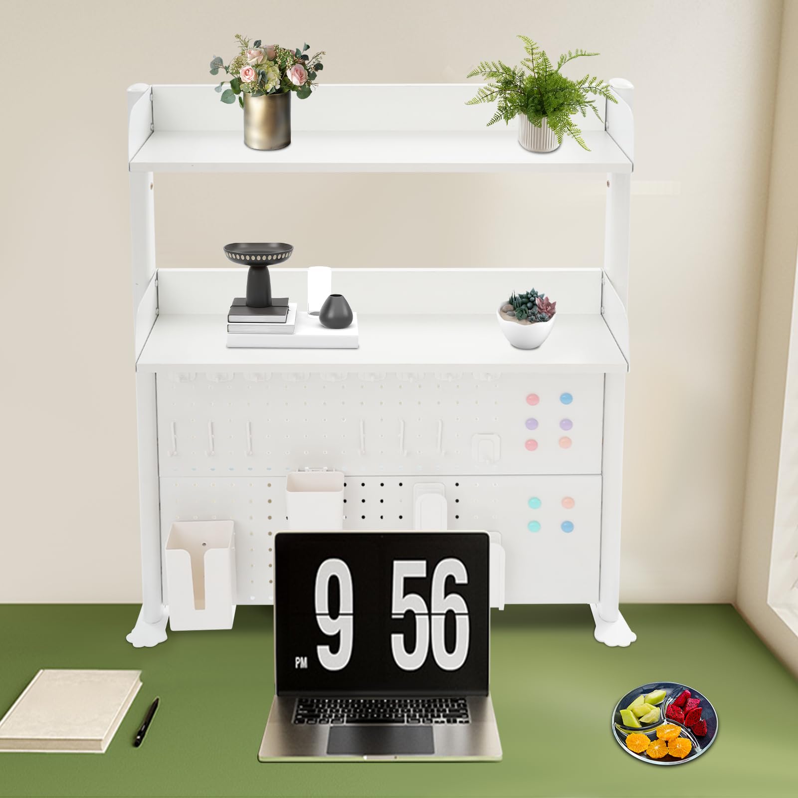 Klemmbare Schreibtisch-stecktafel-Regal, Bücherregal 3 Ebenen Büro Computer Schreibtisch Zubehör Organizer für Büro, Gaming, Zuhause, 80Lx95H cm