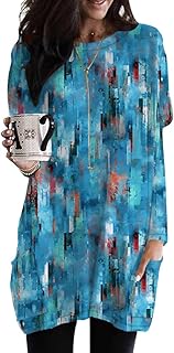 Sponsored Ad - Poetsky Fall Womens Tunic or Tops to Wear with Leggings Long Sleeve Casual Long Shirts with Pockets