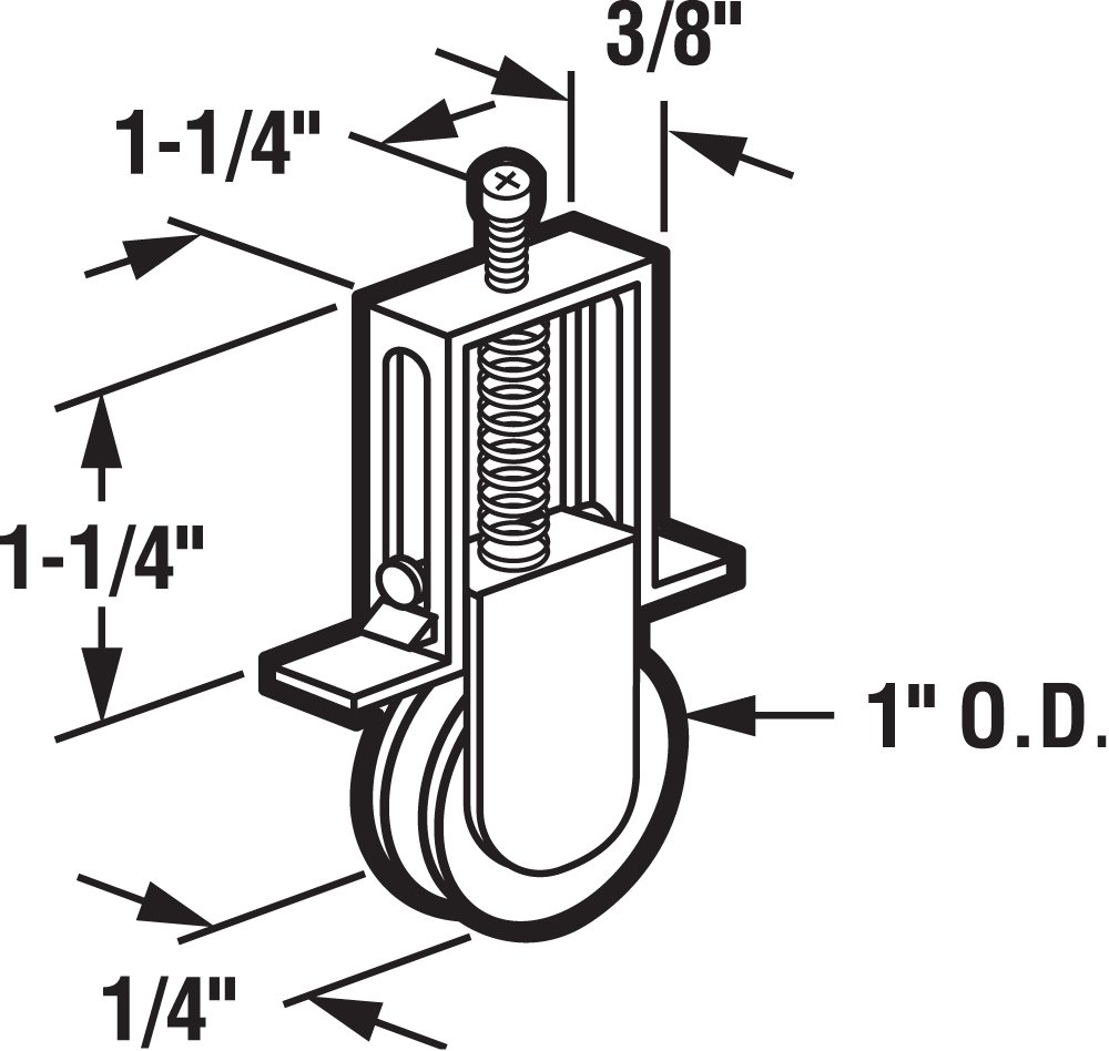 Prime-Line Produkty B 631 montaż rolki do drzwi z nylonem i stalowym kołem 2,5 cm, 2 sztuki