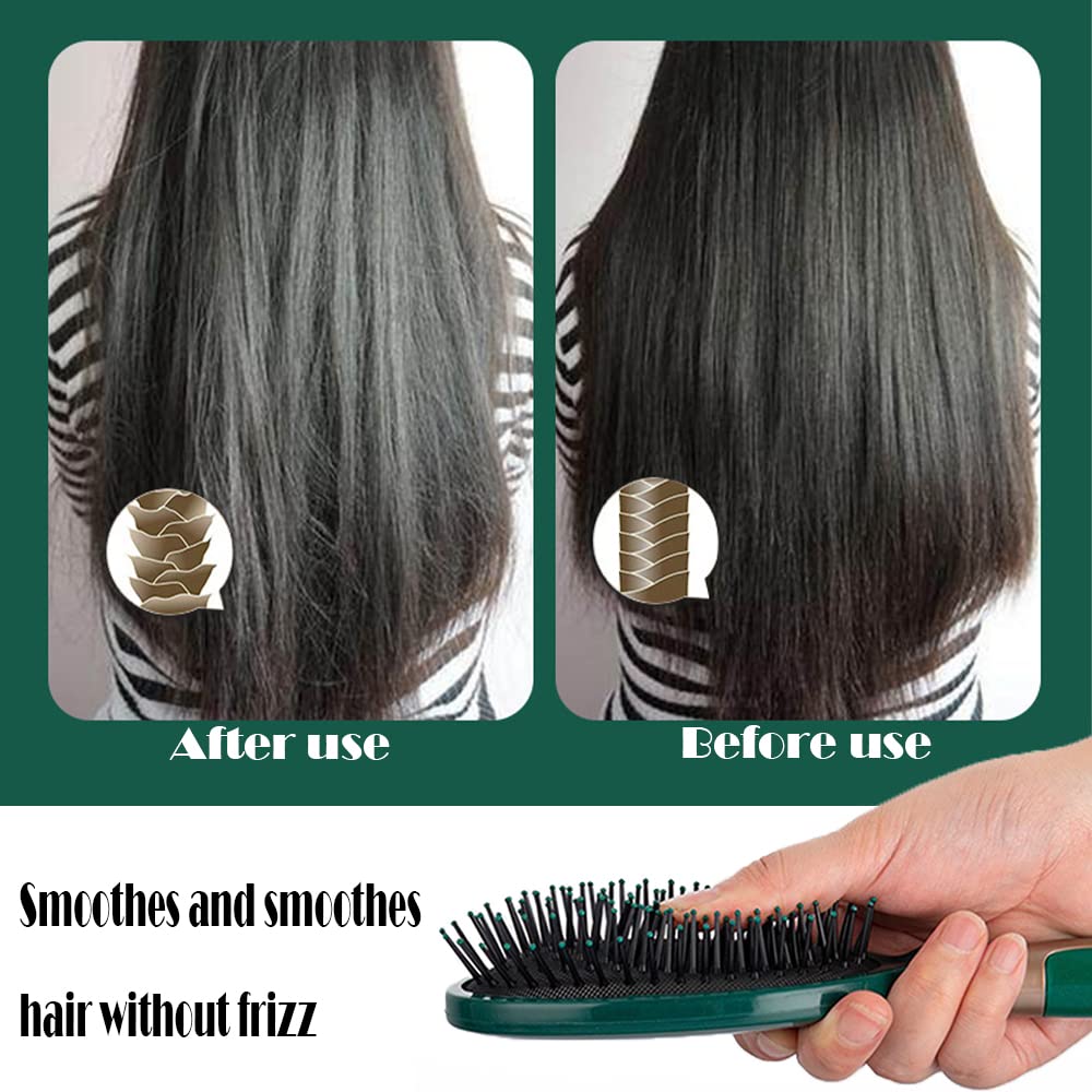 5 Pcs Hair Brush Set Anti Static Massage Oval Comb Air Cushion Vent Hair Brush Detangling Paddle Comb Hairbrush for Women All Men Wet or Dry Hair Styling, Massage, Add Shine (Green) - Image 3