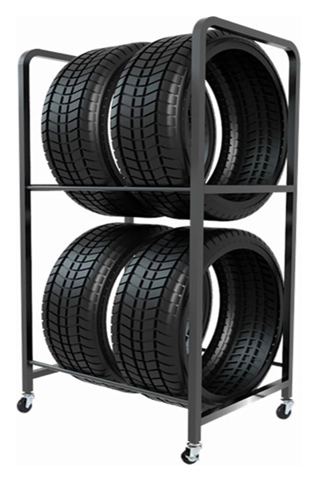 Estante de almacenamiento de neumáticos con ruedas de alta resistencia - Carro móvil for estantes de neumáticos de garaje con 4 ruedas - Fácil instalación, 68x50x128cm for organización de neumáticos