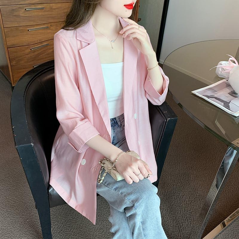 Lightweight Summer Blazer for Women, Loose Fit, Casual Three-Quarter Sleeve4