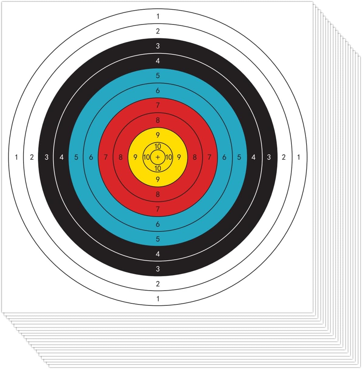 THREE ARCHERS 31.5x31.5In Archery Targets Paper for Backyard Upgrade 120g Thicker Paper 5pcs/15pcs Folded Packing Hunting & Archery Targeting (10 Rings)