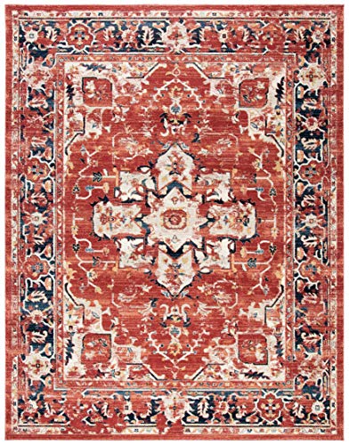 SAFAVIEH Charleston Collection Area Rug - 8' x 10', Red & Ivory, Oriental Distressed Design, Non-Shedding & Easy Care, Ideal for High Traffic Areas in Living Room, Bedroom (CHL411Q)