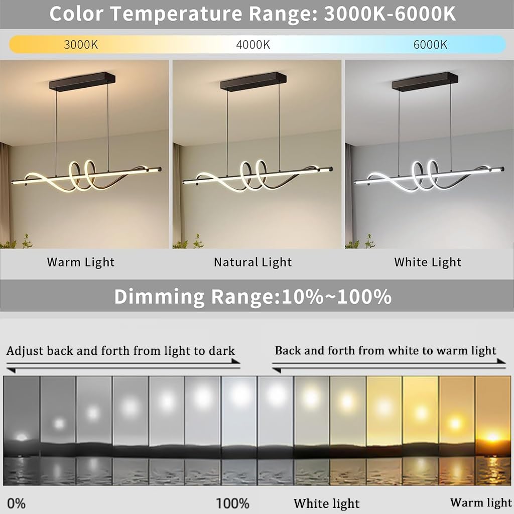 Plafonnier en Acrylique Anti-Scintillement avec télécommande, 3 Modes de Couleurs luminosité (lumière Neutre Chaude Froide) pour de Bar de Cuisine (Or, 100 cm), doré, 120 cm