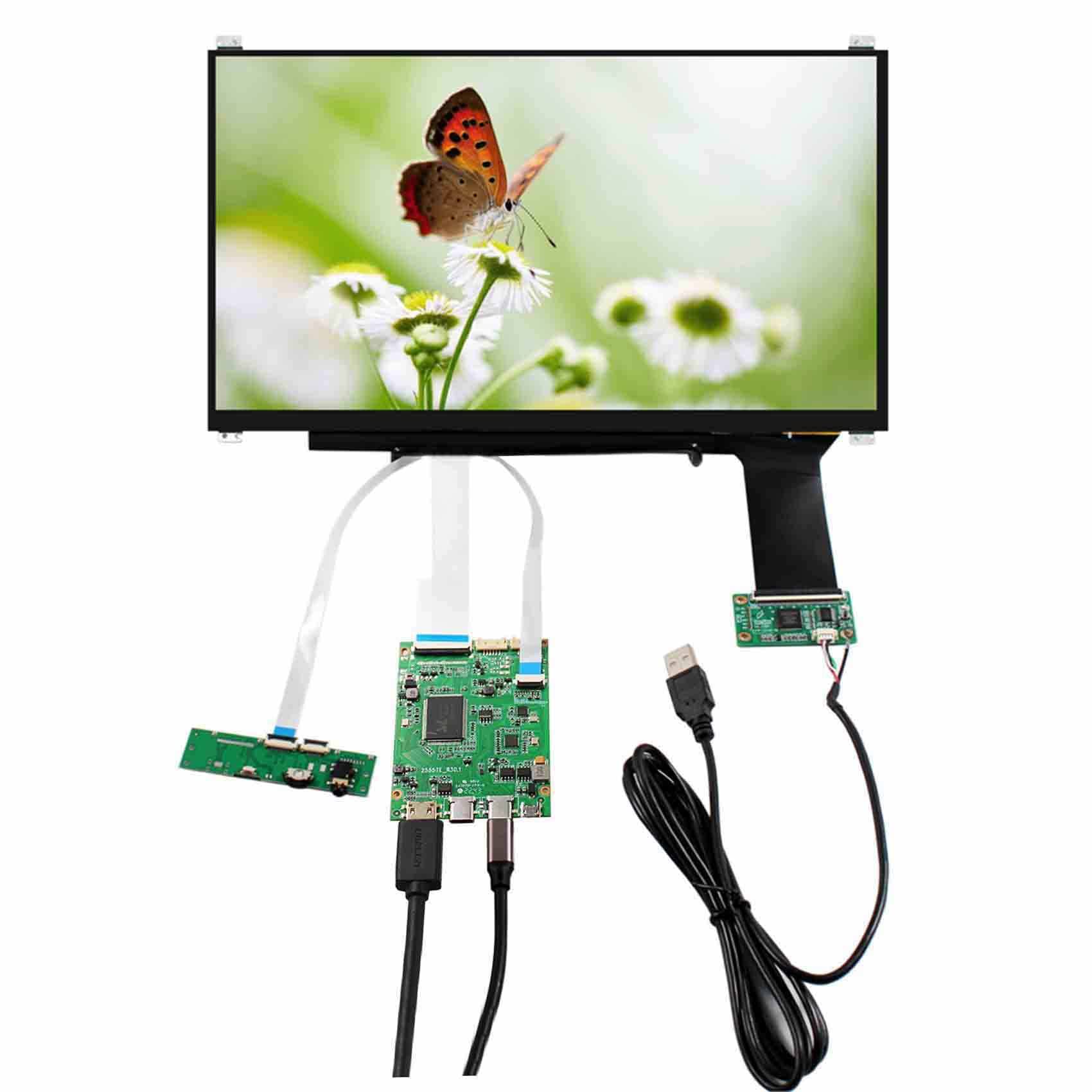 FanyiTek 13.3 inch Wall-Mouted N133HSE 1920x1080 IPS Capacitive Touch Screen and Type C USB C LCD Controller Board VS-RTD2556HC-V2