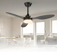 Ventilador de Teto Bivolt 110-220V de Energia 106,7 cm, Ventilador de Teto com Luz LED e Controle Remoto, Motor DC Reversível, 6 Velocidades, Preto(Bateria não inclusa)