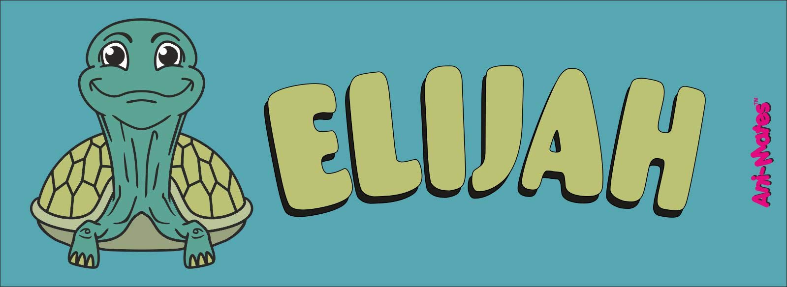 Ani-mates - Kids door sign animals personalised names childrens plaques bedroom doors gift birthday baby decor 12cm X 4cm Tortoise