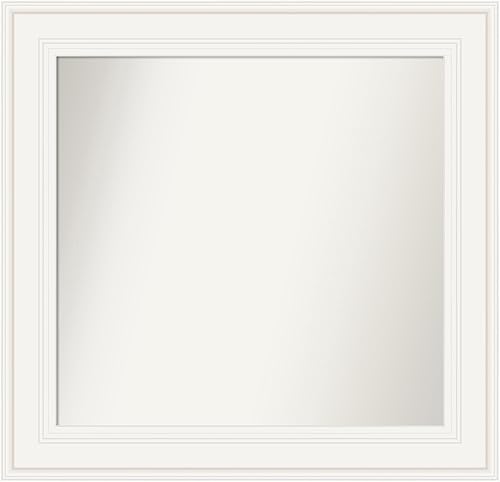 Amanti Art Espejo personalizado, espejo de baño blanco Ridge, espejo de pared o espejo de tocador de baño sobre el fregadero (26.5 x 27.5 pulgadas),