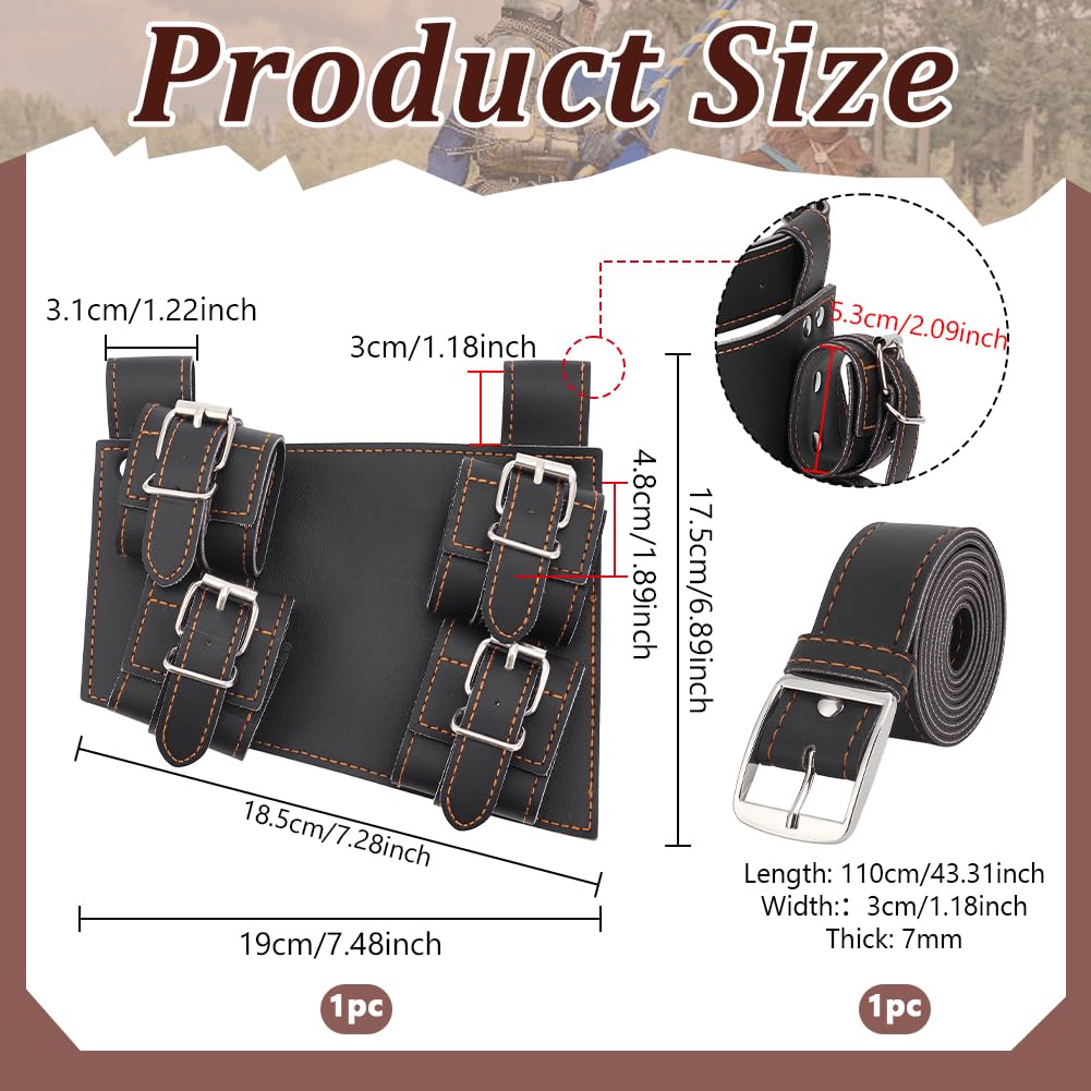 NBEADS Medieval Sword Frog Case, Leather Sword Case for Belt Sword Sheath PU Leather Sword Holder Renaissance Belt Rapier Case for Knight Pirate Cosplay Costume, Black, 7.5x6.9x1.9inch