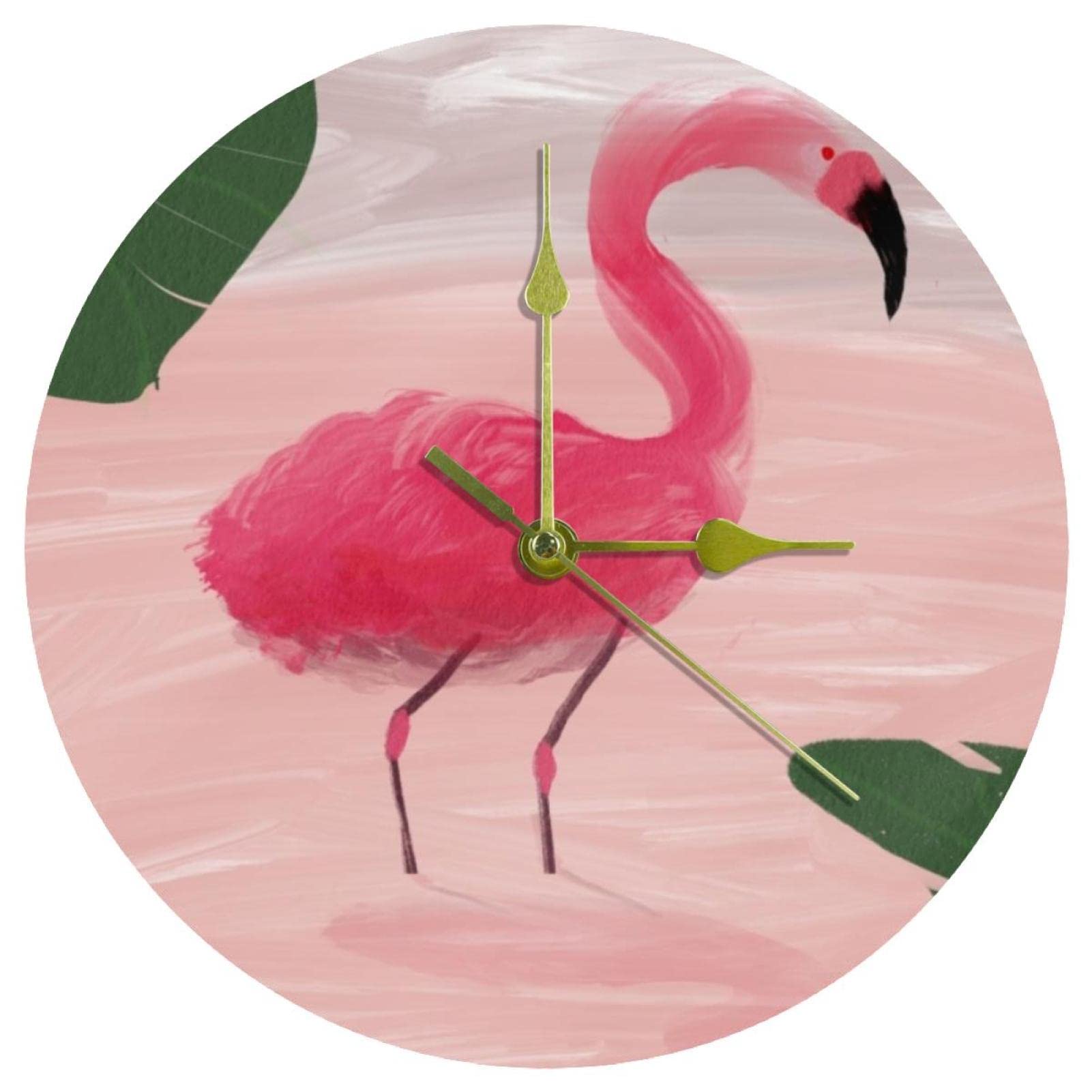 Horloge murale ronde en acrylique de 24 cm au motif tropical pour la décoration