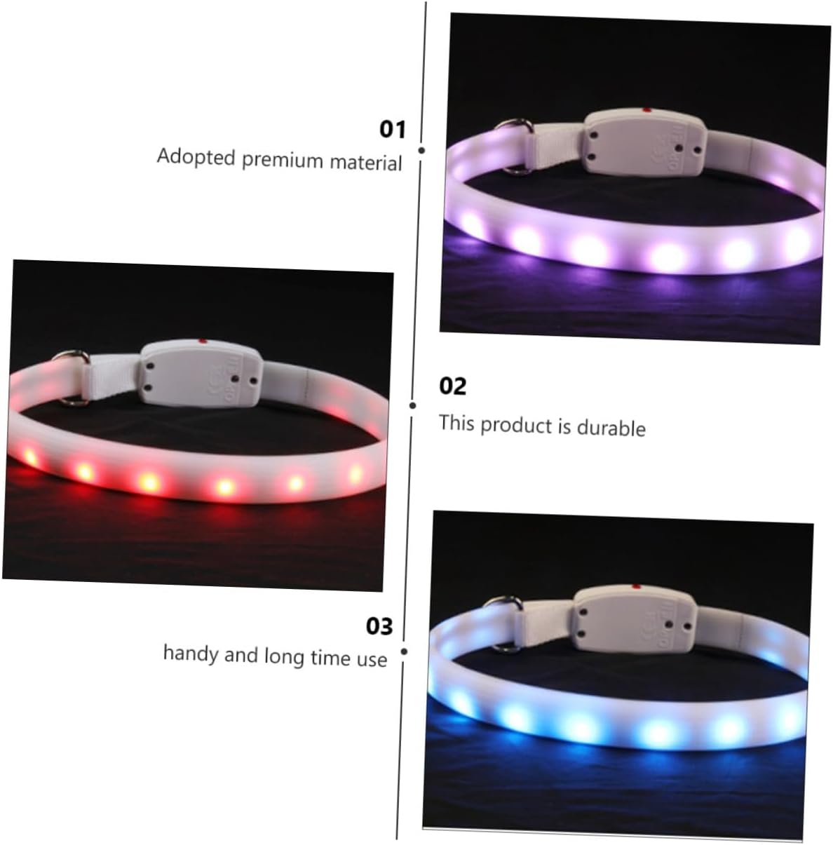 Cabilock USB Rechargeable LED Dog Glowing Collar Waterproof Luminous Pet Collar Night Safety Light for Dogs