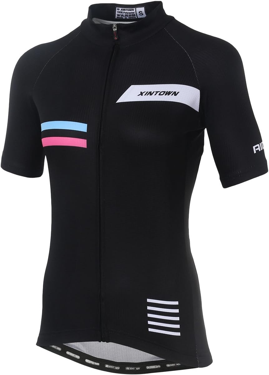DuShow Women Cycling Jersey Short Sleeve Cycling Shirt Reflective Biking Jersey