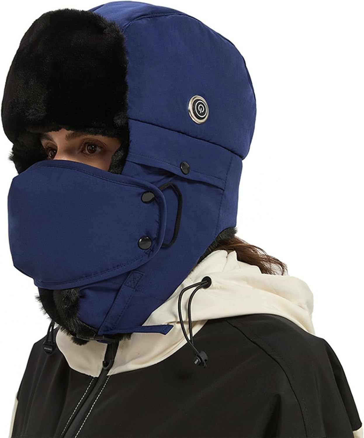 Heated Trapper Hat with Rechargeable Battery, Bomber Hat with Ear Flaps, Ushanka Winter Hat with 3 Heat Modes