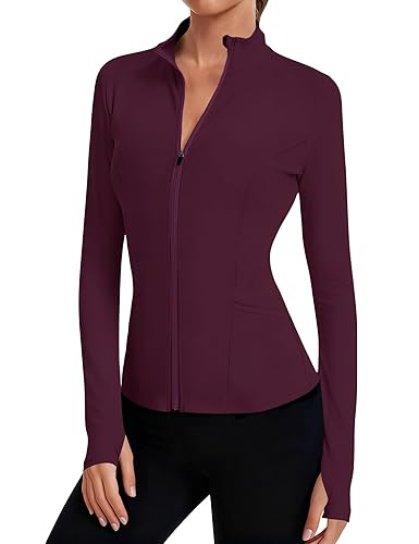 LOMON Women's Athletic Jackets Cropped Long Sleeve Workout Tops Yoga