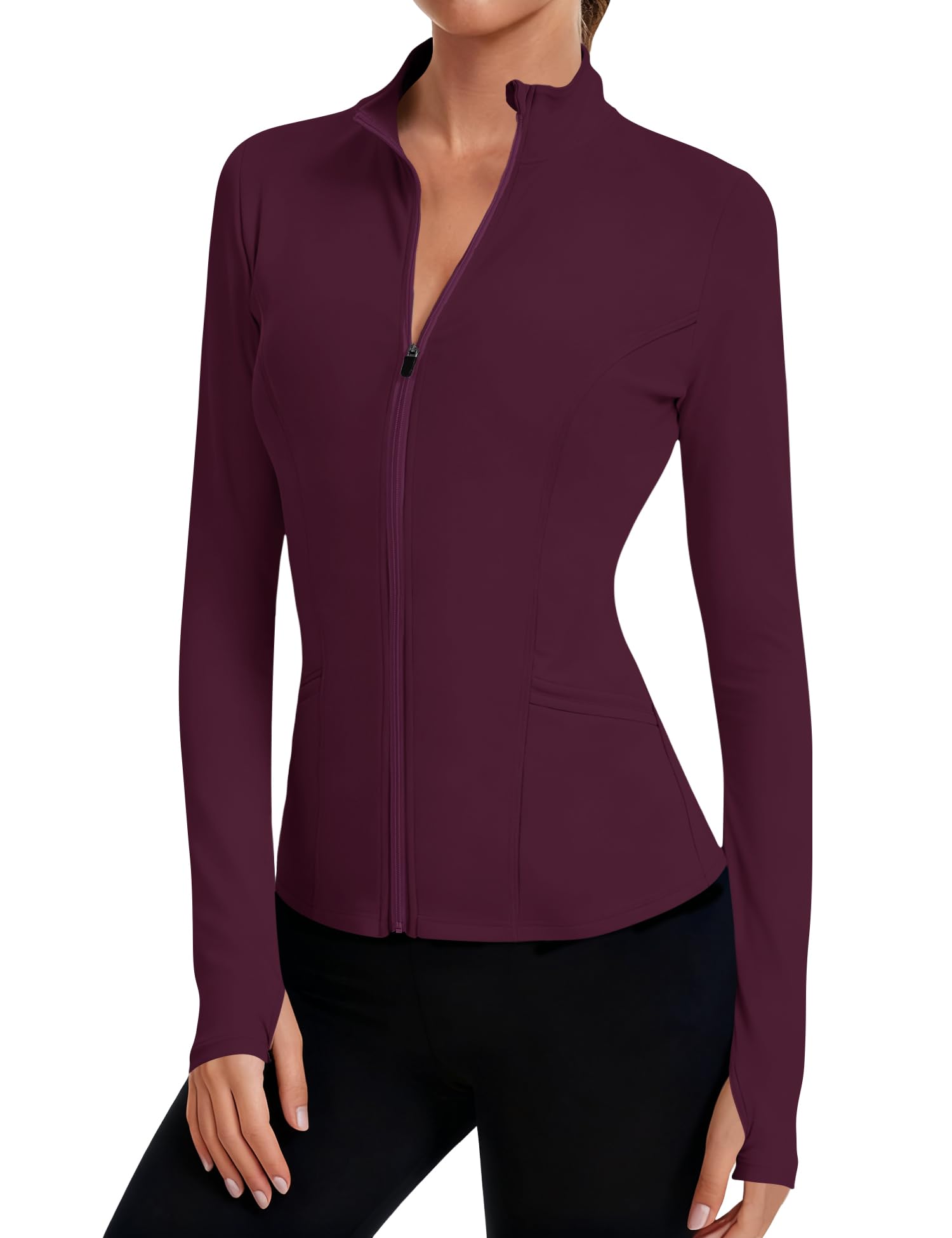 LOMON Women's Athletic Jackets Cropped Long Sleeve Workout Tops Yoga Zip Up Jackets Gym Tops Golf Shirts