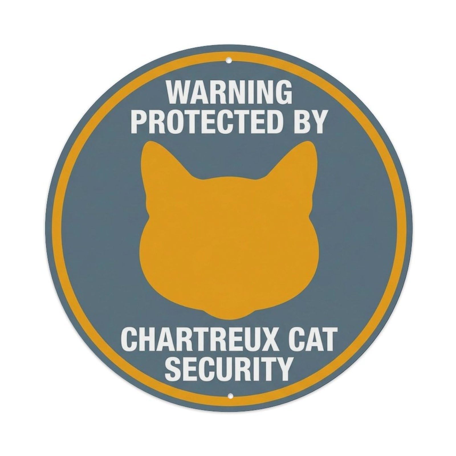 Chartreux Cat Security Warning Bold Flat Metal Tin Sign