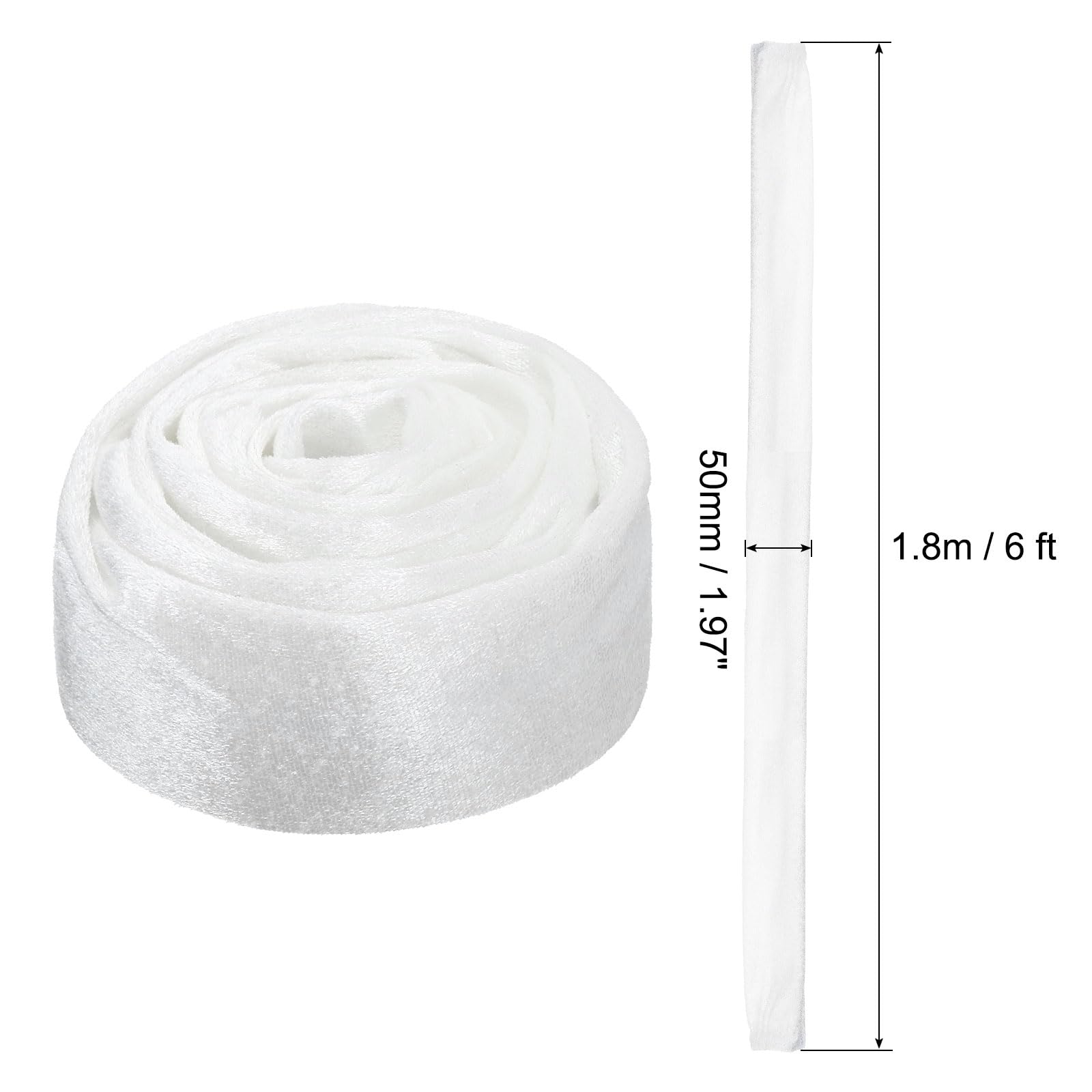 PATIKIL 1.97" x 6Ft Chandelier Chain Cord Cover, 1 Pcs Velvet Cloth Fabric Chain Sleeve for Chandelier Wires Swing, Cable, White - Image 2