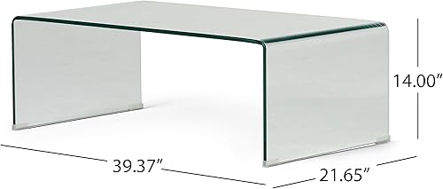 Miniatura 3 de Christopher Knight Home Pazel - Mesa auxiliar de vidrio templado de 0472in transparente