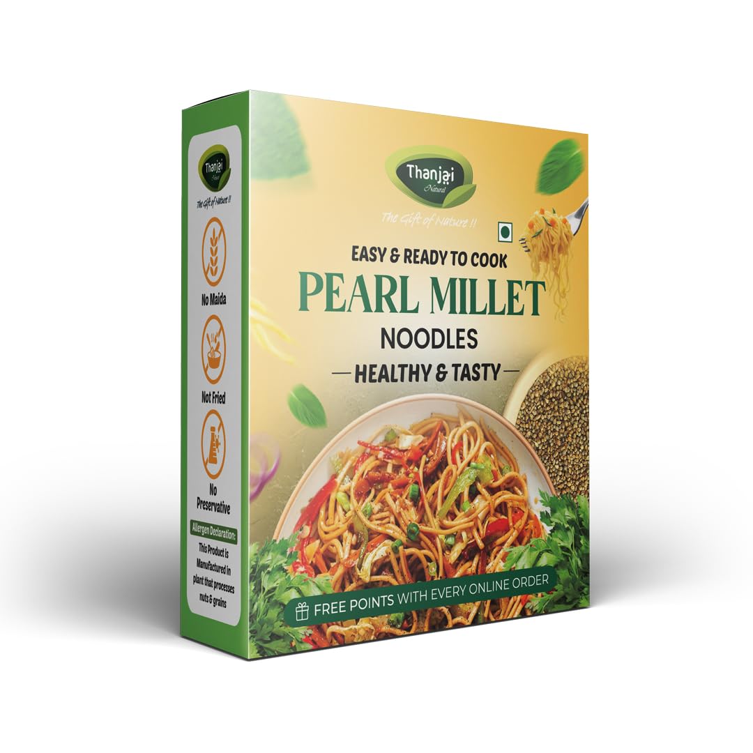 Thanjai Natural Noodles 180 Grams X 4 Varieties (720 Grams) of Homemade Natural Wheat | Tomato | Pearl and Ragi Millets Noodles(No Preservatives, No Chemicals, No Artificial Extract)