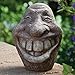 Bits and Pieces-Big Stone Smiley Face-Polyresin Garden Statue - Perfect Ornament for Your Garden, Porch or Patio