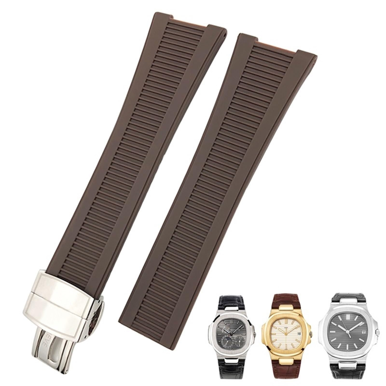 Correa de reloj de goma de 25 mm impermeable e impermeable para Nautilus PP 5711 5712G 8