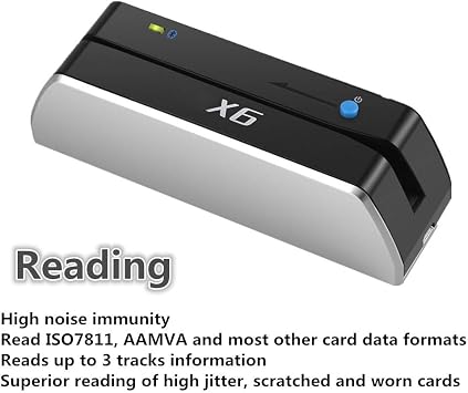 Bluetooth USB 3 Tracks X6(BT) VIP Card Reader Writer Encoder Mini Portable