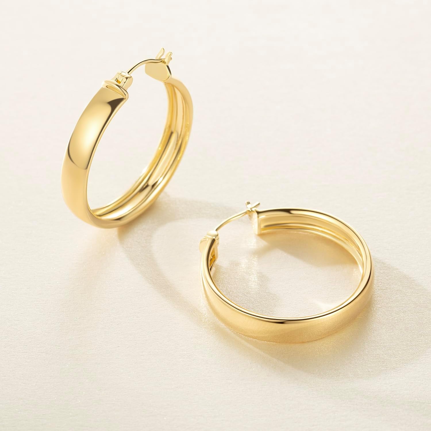 Hoop Earrings for Women 14K Gold Plated Hoop Earrings for Women Large Minimalist Womens Earring Hoops 25 MM / 30 MM - Image 7