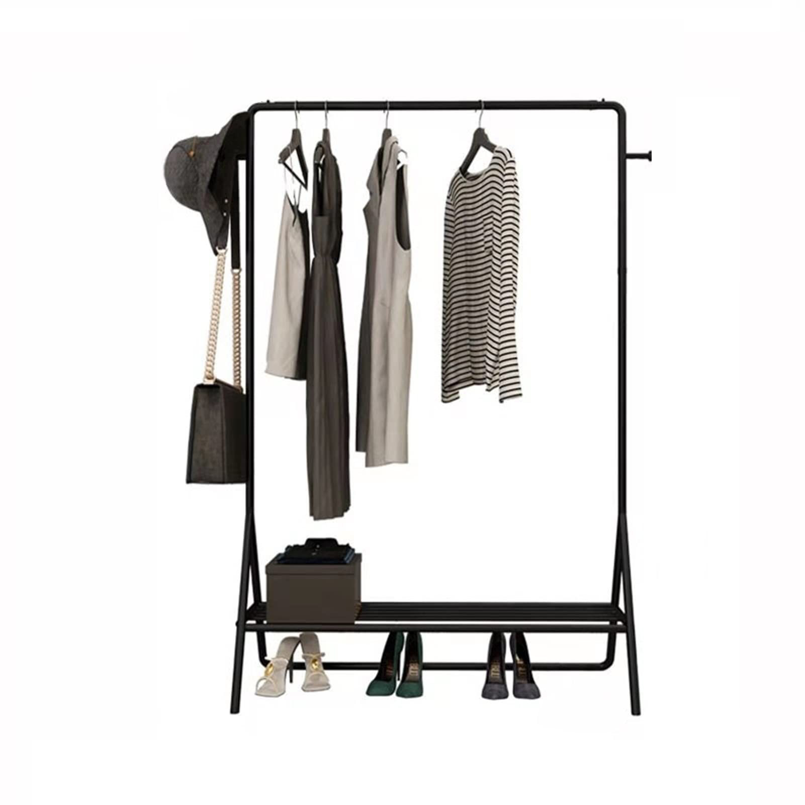Porte-manteau robuste en métal avec étagère 120 cm de rangement vestiaire